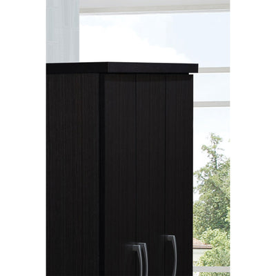Hodedah Import 3 Door Armoire with Clothing Rod, Shelves, & 2 Drawers, Chocolate