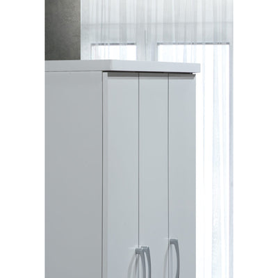 3 Door Armoire with Clothing Rod, Shelves, and 2 Drawers, White (Used) - VMInnovations