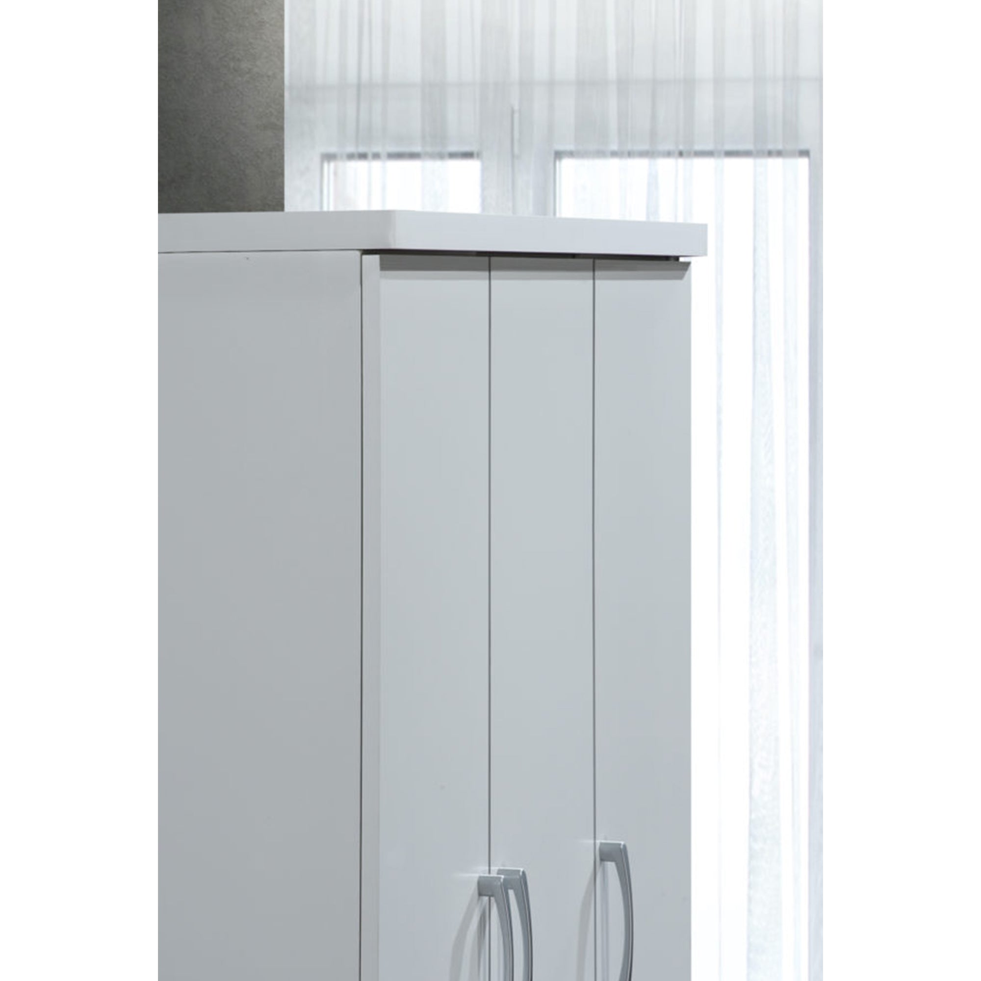 Hodedah Import 3 Door Armoire with Clothing Rod, Shelves, and 2 Drawers, White