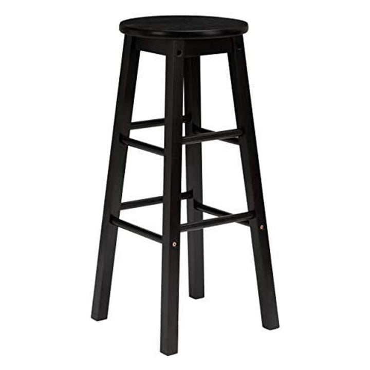 Classic Round-Seat 24 In Kitchen and Counter Stools, Black, Set of 2 (Open Box)