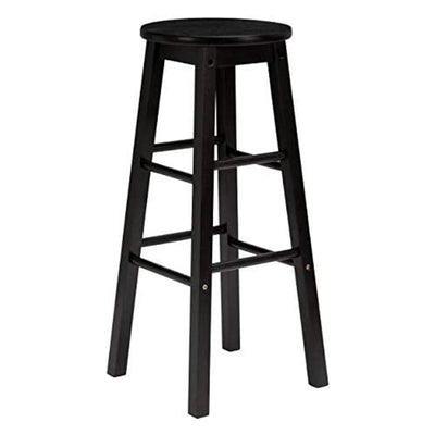 PJ Wood Classic Round-Seat 24' Kitchen & Counter Stools, Blk, Set of 2(Open Box) - VMInnovations