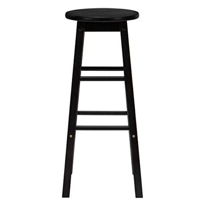 Classic Round-Seat 24 In Kitchen and Counter Stools, Black, Set of 2 (Open Box)
