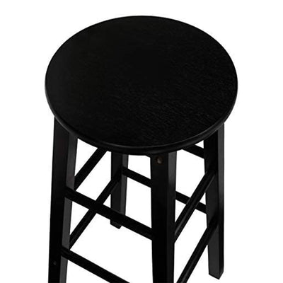 PJ Wood Classic Round-Seat 24' Kitchen & Counter Stools, Blk, Set of 2(Open Box) - VMInnovations