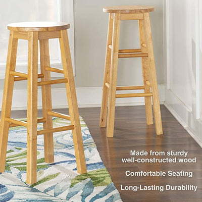 PJ Wood Classic 29 Inch Tall Kitchen Bar Stools, Natural, Set of 2 (For Parts) - VMInnovations