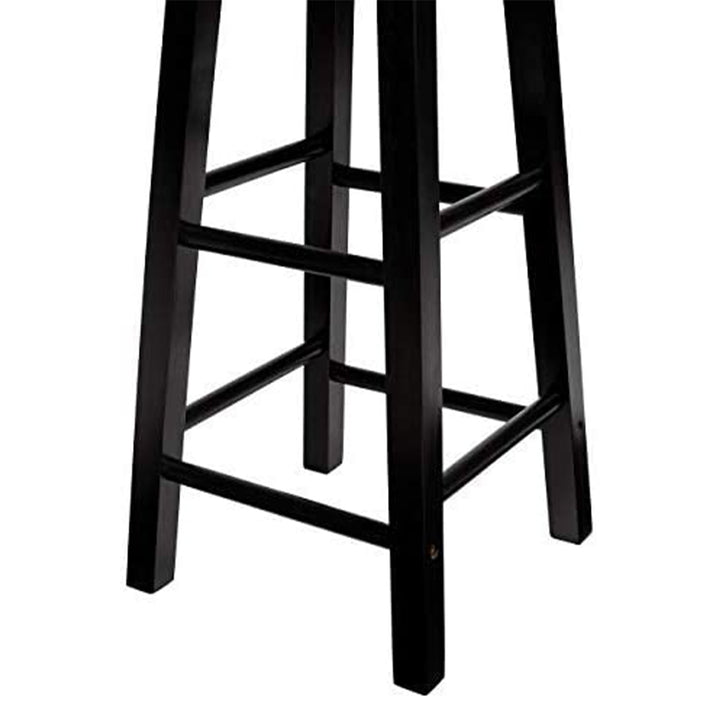 PJ Wood Classic Round-Seat 29 Inch Tall Kitchen Counter Stools, Black, Set of 2