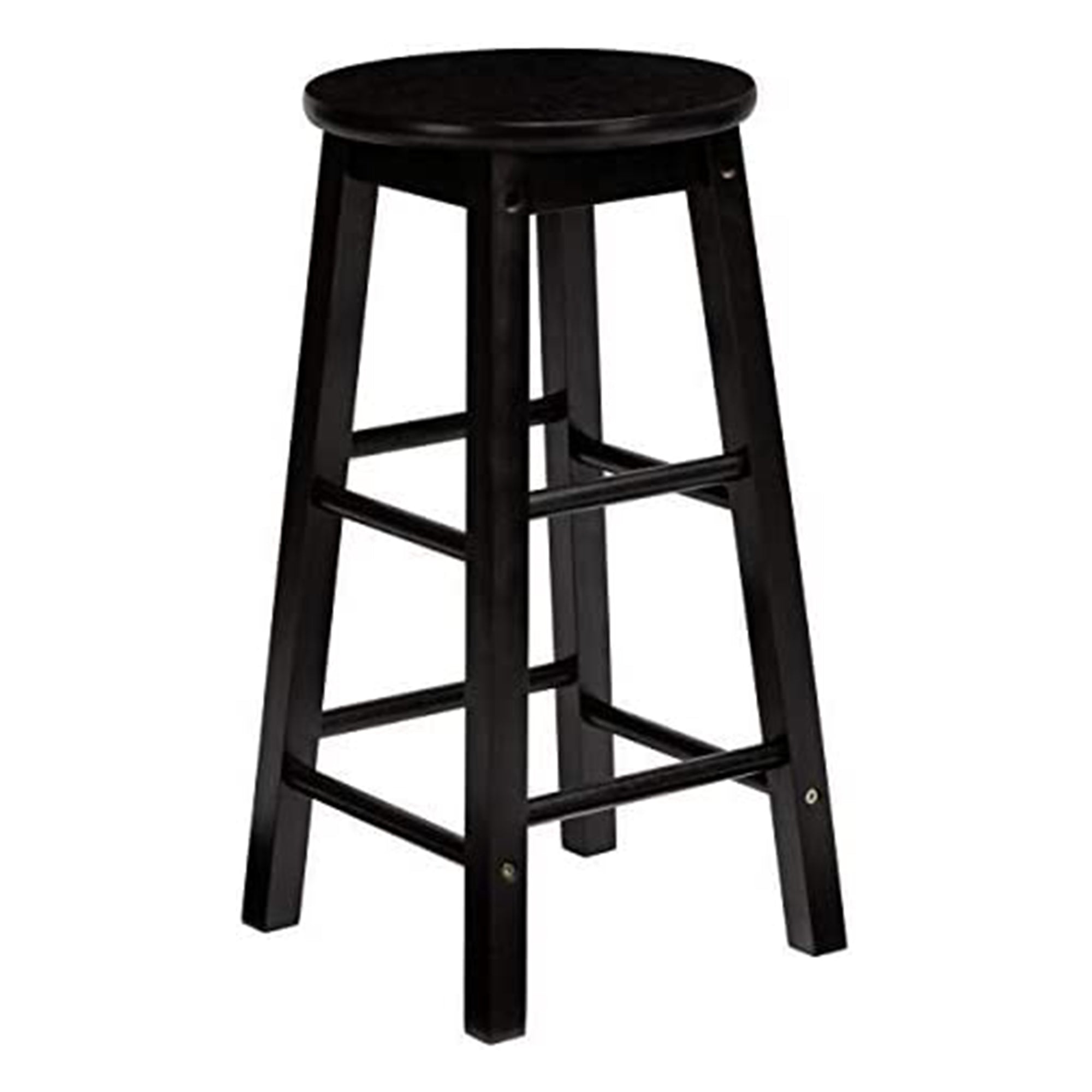 PJ Wood Classic Round-Seat 29 Inch Tall Kitchen Counter Stools, Black, Set of 2 - VMInnovations
