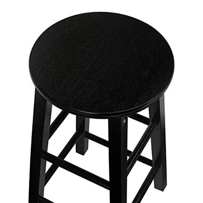 PJ Wood Classic Round-Seat 29 Inch Tall Kitchen Counter Stools, Black, Set of 2