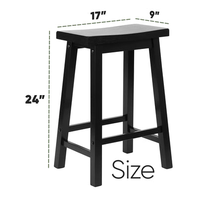 PJ Wood Classic Saddle-Seat 24" Kitchen, Table, & Bar Counter Stool, Blk(Used) - VMInnovations