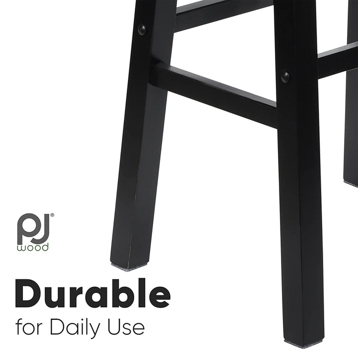 PJ Wood Classic Saddle-Seat 24 Inch Kitchen, Table, & Bar Counter Stool, Black