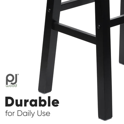 PJ Wood Saddle-Seat 24In Kitchen, Table, & Bar Counter Stool, Black (Open Box) - VMInnovations