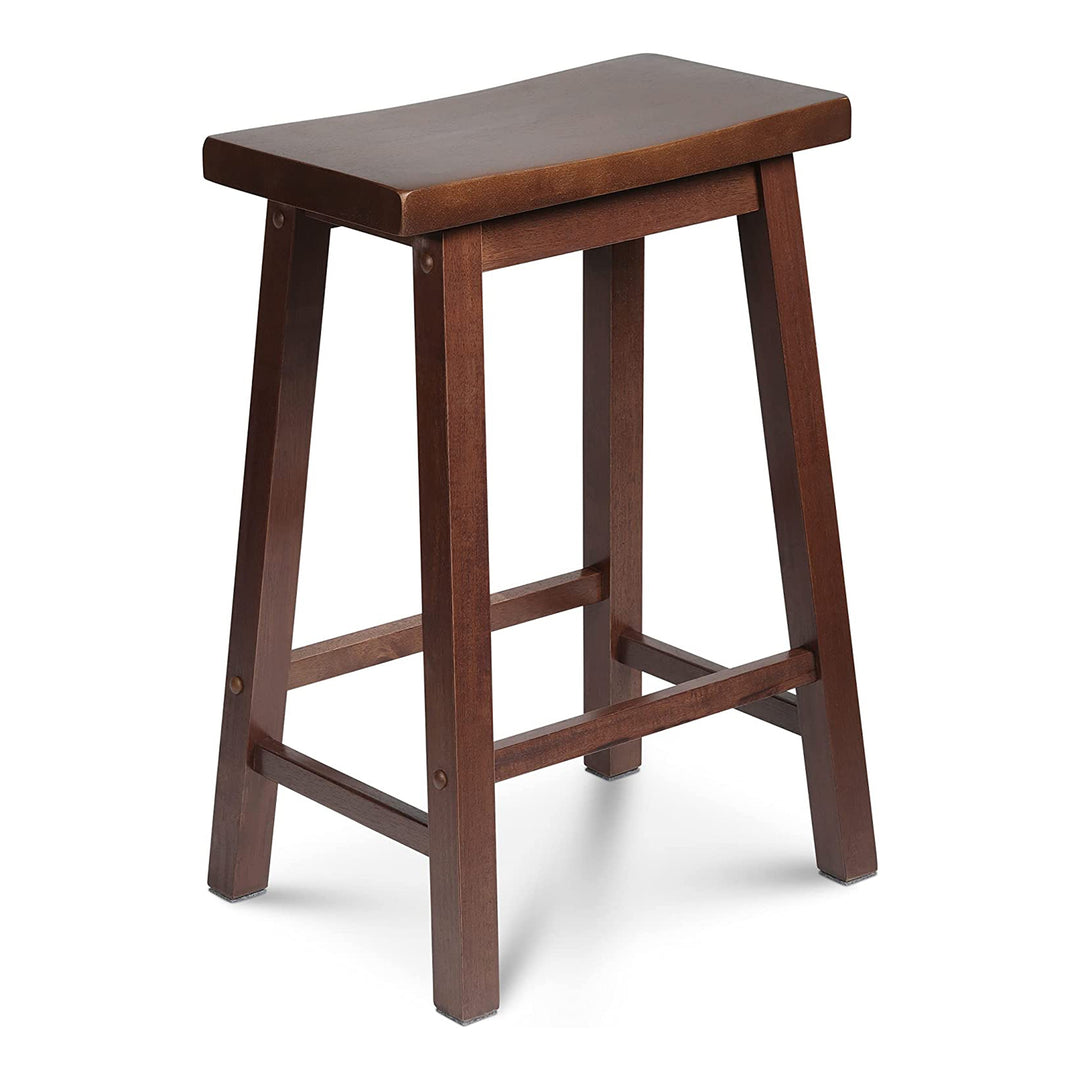 PJ Wood Classic Saddle-Seat 24 Inch Kitchen, Table, & Bar Counter Stool, Walnut