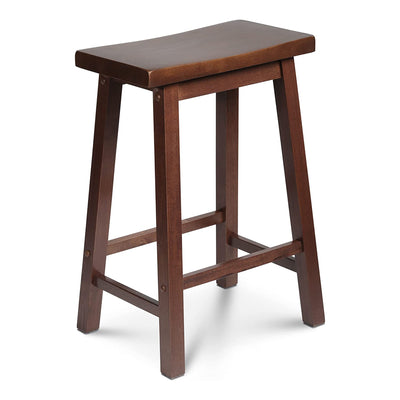 Classic Saddle-Seat 24 Inch Kitchen, Table, & Bar Counter Stool,Walnut(Open Box)