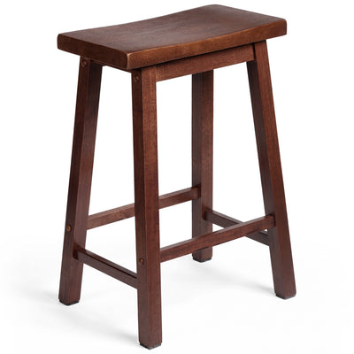 Classic Saddle-Seat 24 Inch Kitchen, Table, & Bar Counter Stool, Walnut (Used)
