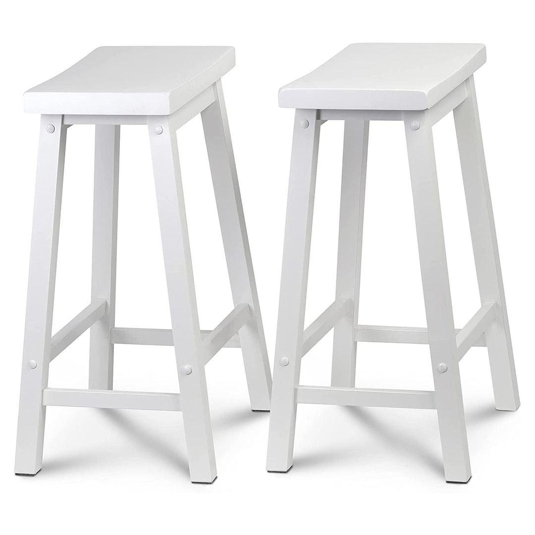 PJ Wood Classic Saddle-Seat 24" Tall Kitchen Stools, Wht, (Set of 2) (For Parts)