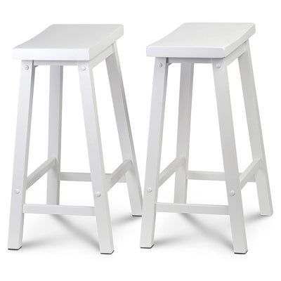 PJ Wood Classic Saddle-Seat 24" Tall Counter Stools, White, (Set of 2) (Used)