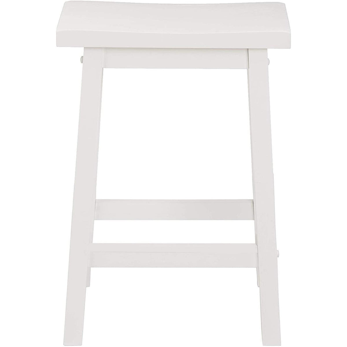 PJ Wood Classic Saddle-Seat Kitchen Counter Stools, White, Set of 2 (Used)