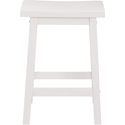 PJ Wood Classic Saddle-Seat Kitchen Counter Stools, White, Set of 2 (Used)