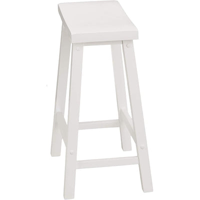 Classic Saddle-Seat 24In Tall Kitchen Counter Stools, White, Set of 2 (Open Box) - VMInnovations
