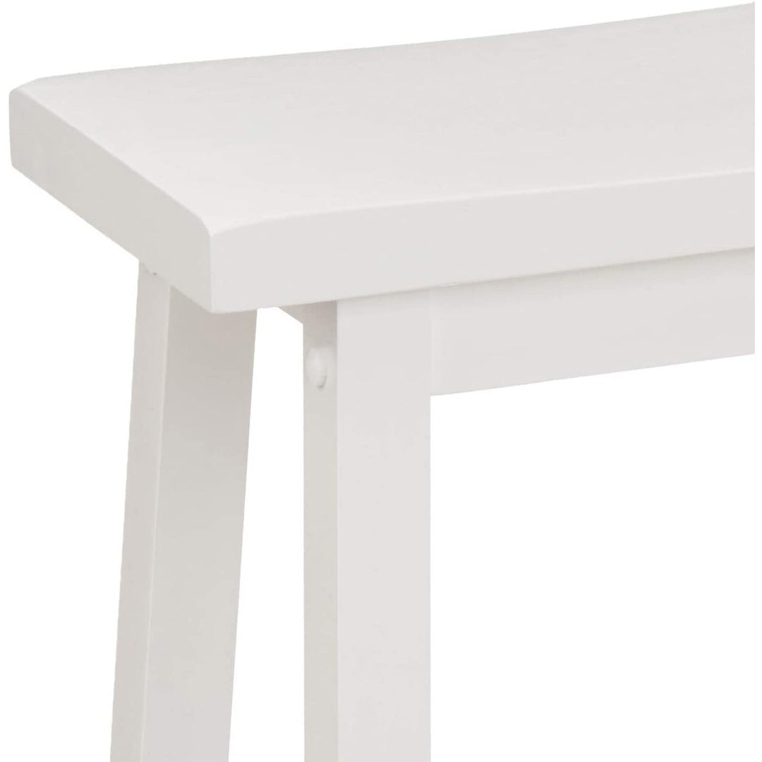 PJ Wood Classic Saddle-Seat 24" Tall Kitchen Counter Stools, White, (Set of 2)