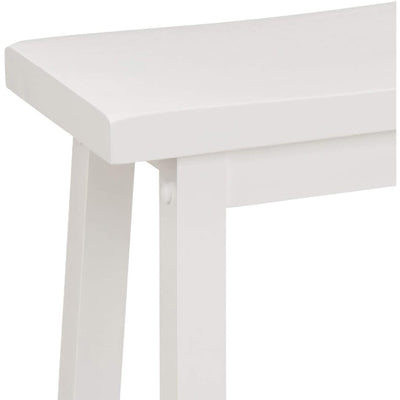 Classic Saddle-Seat 24In Tall Kitchen Counter Stools, White, Set of 2 (Open Box)