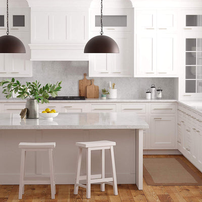 PJ Wood Classic Saddle-Seat 24" Tall Kitchen Stools, Wht, (Set of 2) (For Parts) - VMInnovations