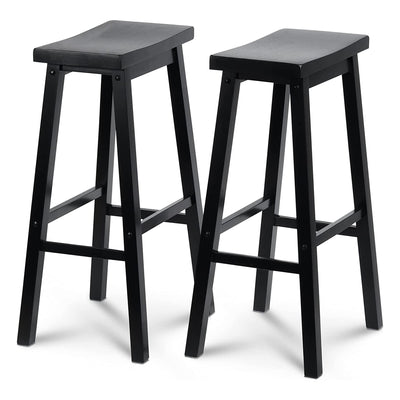 PJ Wood Classic Saddle-Seat 29" Tall Kitchen Counter Stools, Blk, Set of 2(Used)