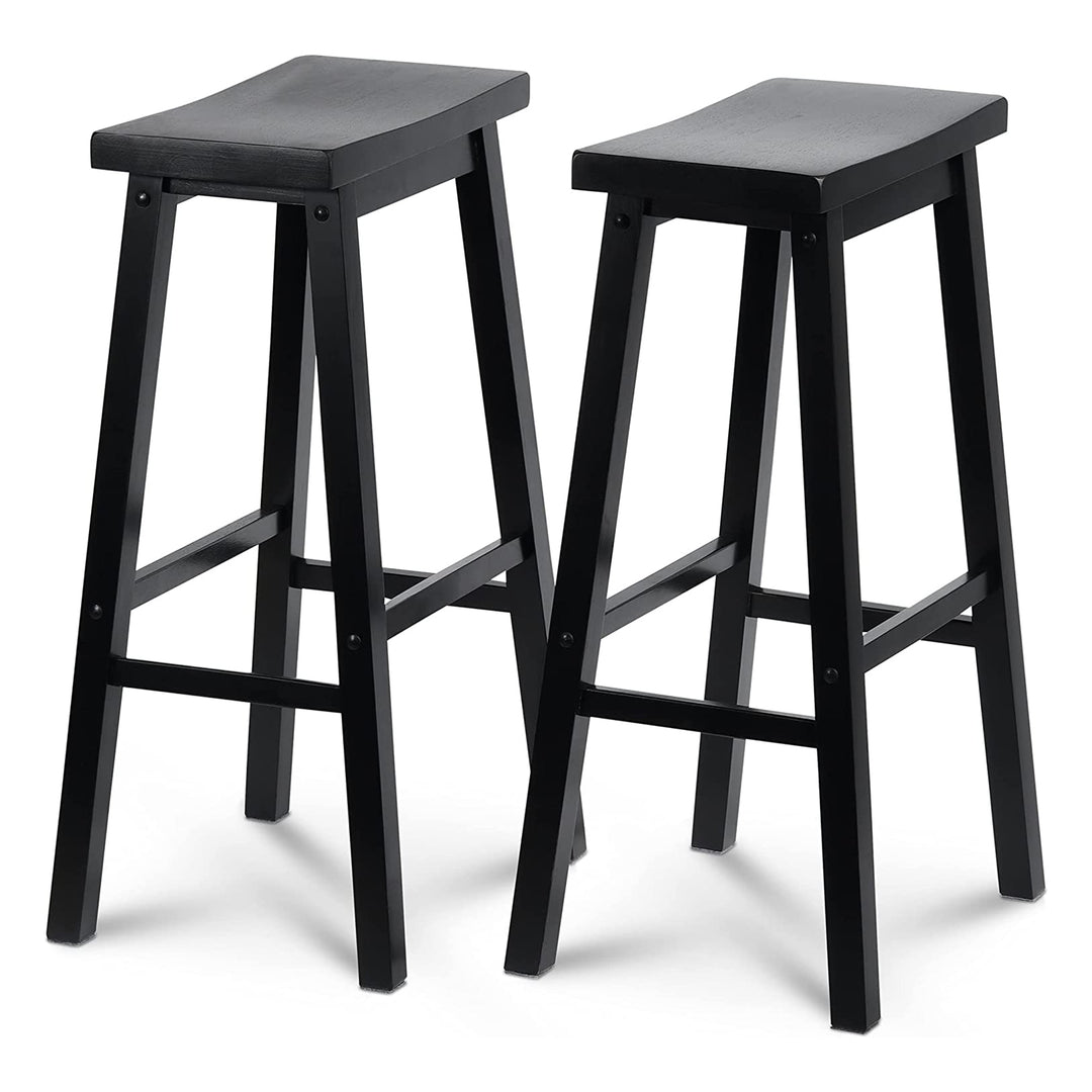 PJ Wood Classic Saddle-Seat 29" Tall Counter Stools, Black, Set of 2 (For Parts)