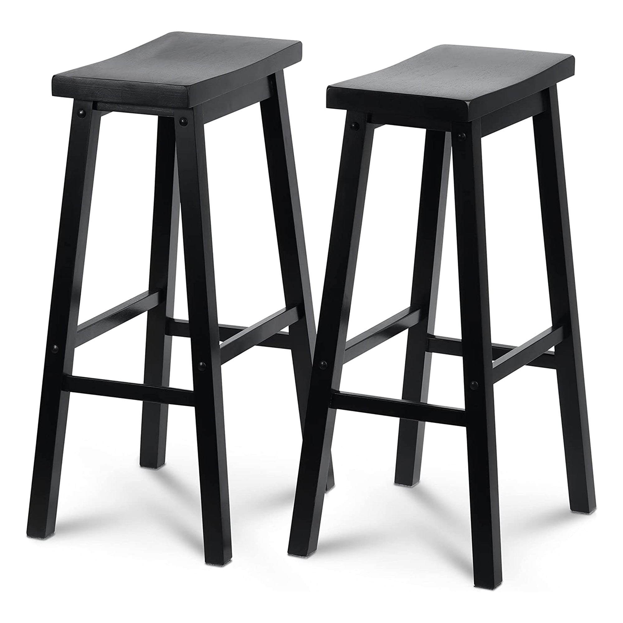 PJ Wood Classic Saddle-Seat 29" Tall Counter Stools, Black, Set of 2 (For Parts) - VMInnovations