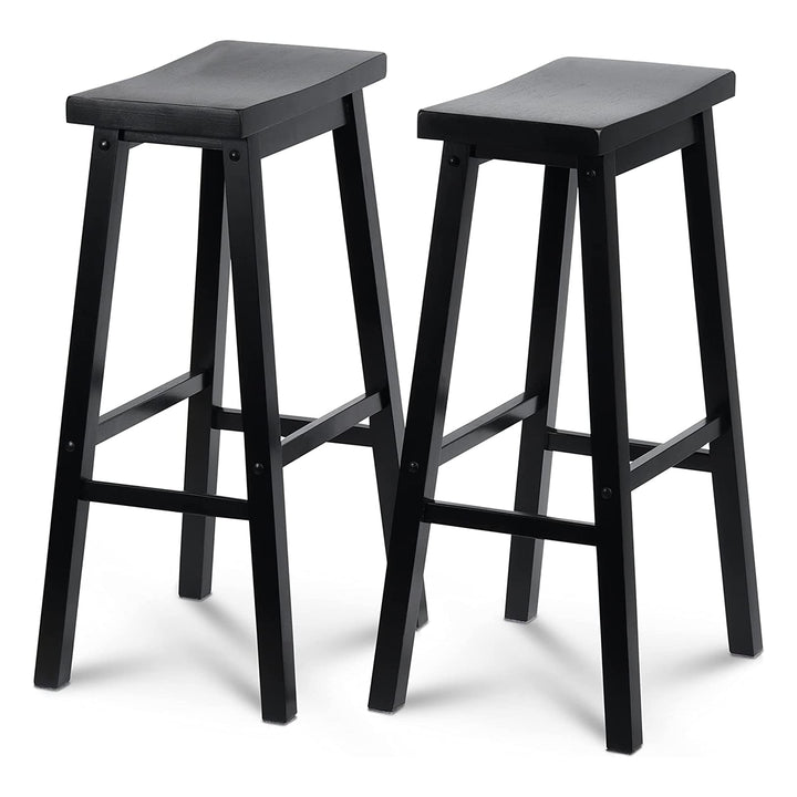 Classic Saddle-Seat 29 Inch Tall Kitchen Counter Stools, Black, Set of 2 (Used) - VMInnovations