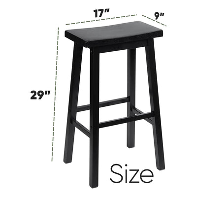 PJ Wood Classic Saddle-Seat 29" Tall Kitchen Counter Stools, Blk, Set of 2(Used)