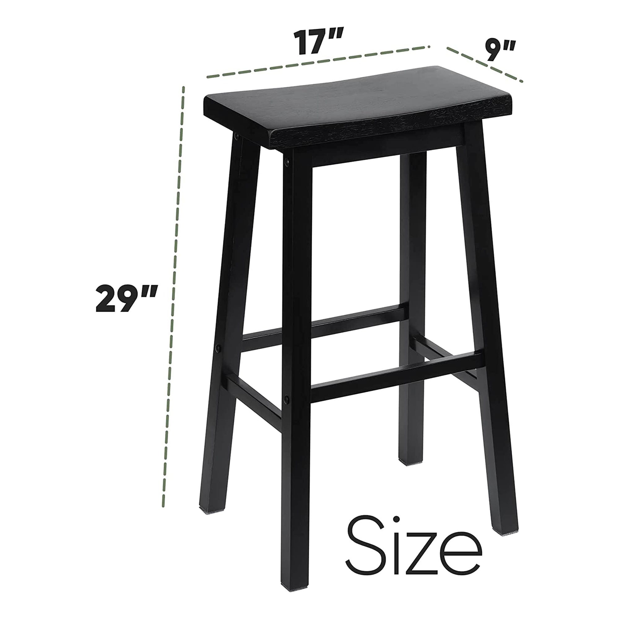 PJ Wood Classic Saddle-Seat 29" Tall Counter Stools, Black, Set of 2 (For Parts) - VMInnovations