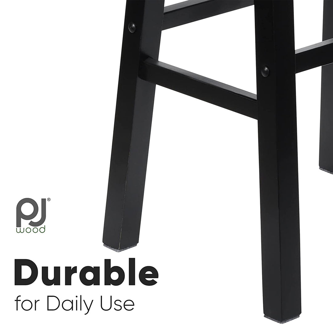 PJ Wood Classic Saddle-Seat 29" Tall Kitchen Counter Stools, Black,(Open Box)