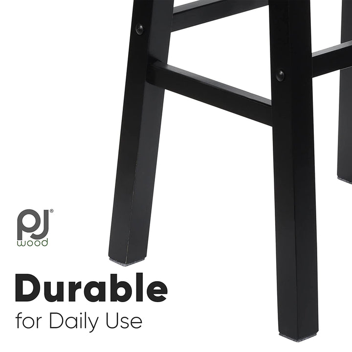PJ Wood Classic Saddle-Seat 29" Tall Kitchen Counter Stools, Black,(Open Box)