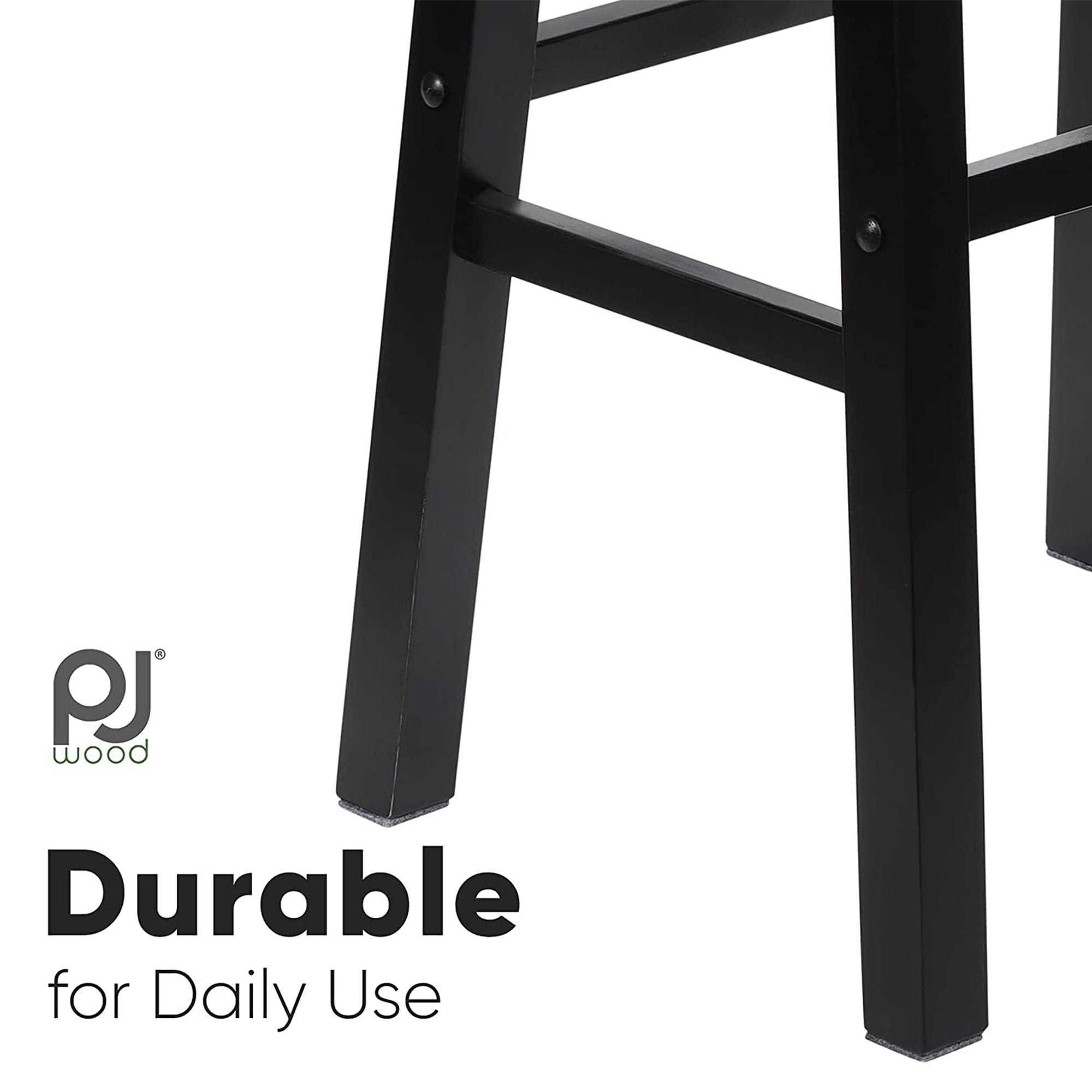 PJ Wood Classic Saddle-Seat 29" Tall Counter Stools, Black, Set of 2 (For Parts) - VMInnovations