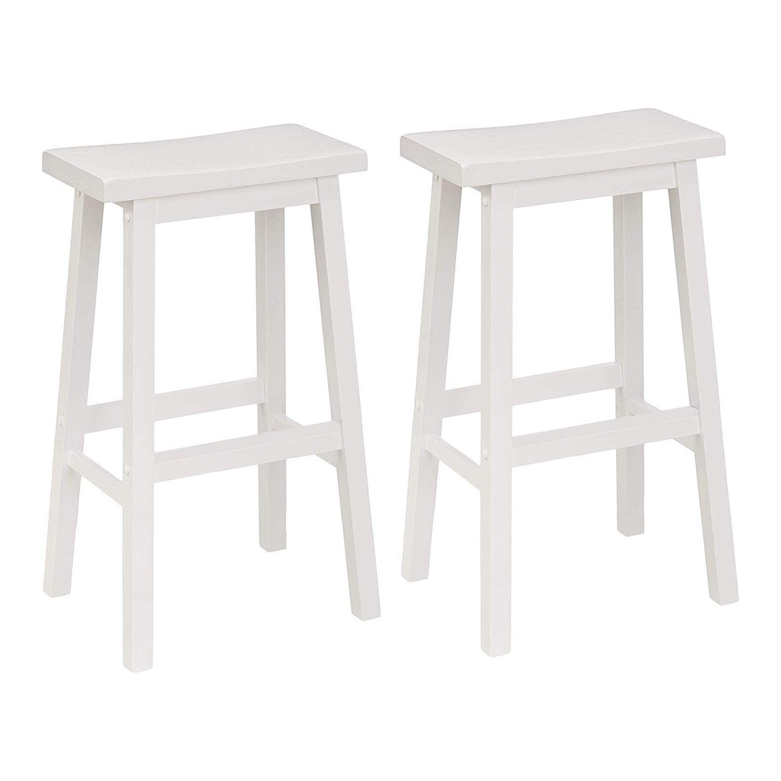 PJ Wood Saddle-Seat 29 Inch Kitchen, Table, & Bar Counter Stool, White, Set of 2 - VMInnovations