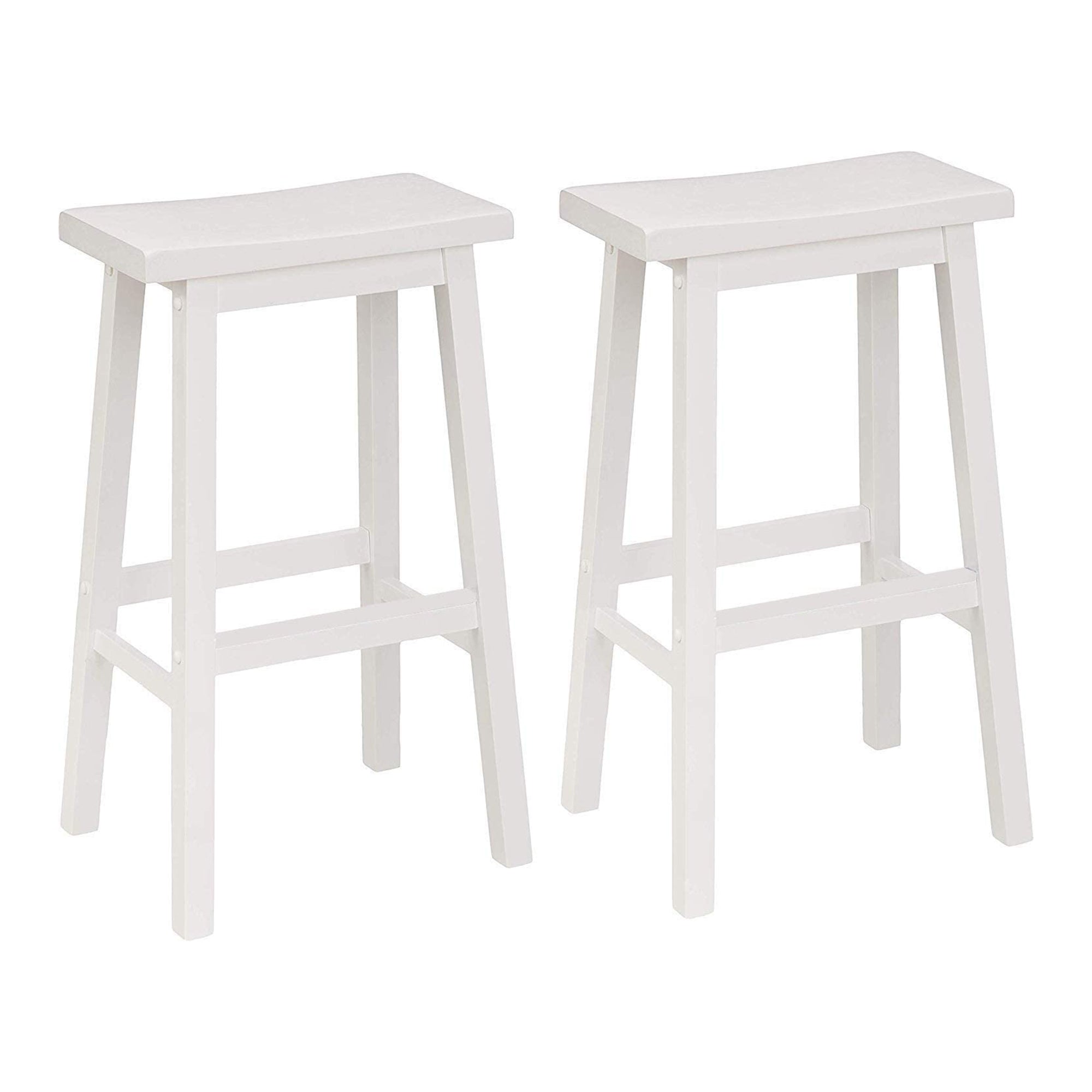 PJ Wood Saddle-Seat 29" Kitchen, Table & Bar Counter Stool, White,2pc(For Parts) - VMInnovations