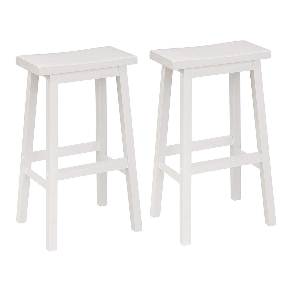 PJ Wood Saddle-Seat 29" Kitchen & Bar Counter Stool, White, Set of 2(Open Box) - VMInnovations