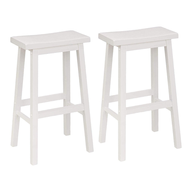 PJ Wood Saddle-Seat 29" Kitchen, Table, & Bar Stool, White, Set of 2 (Used)