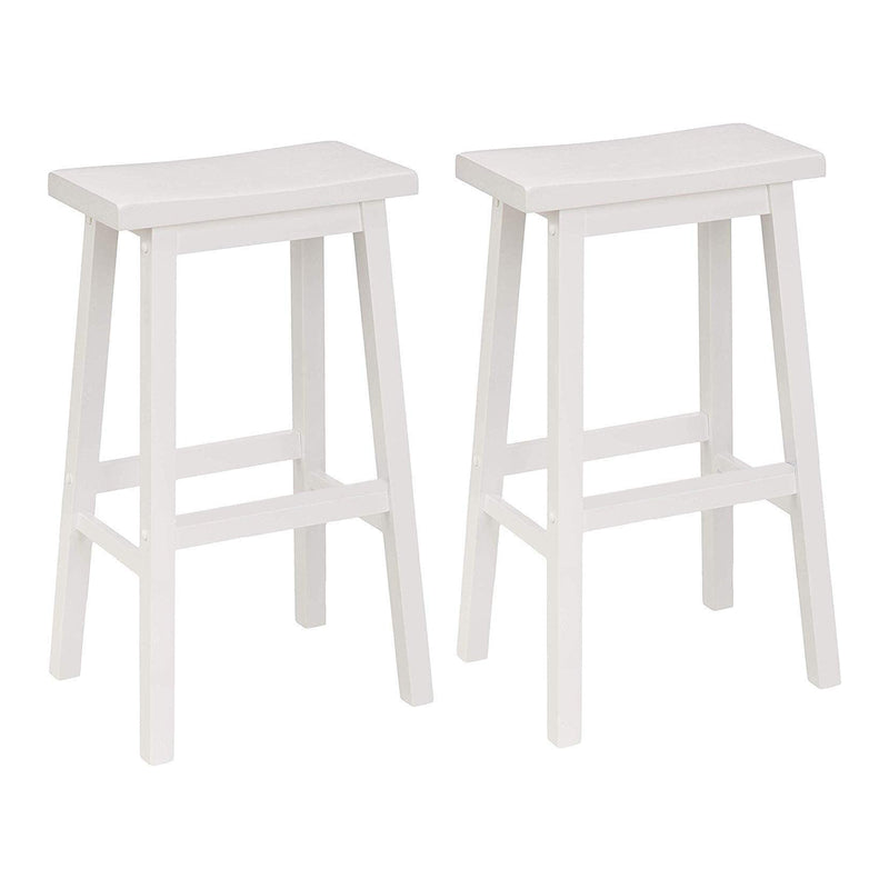 Saddle-Seat 29 Inch Kitchen, Table, & Bar Counter Stool, White, Set of 2 (Used)