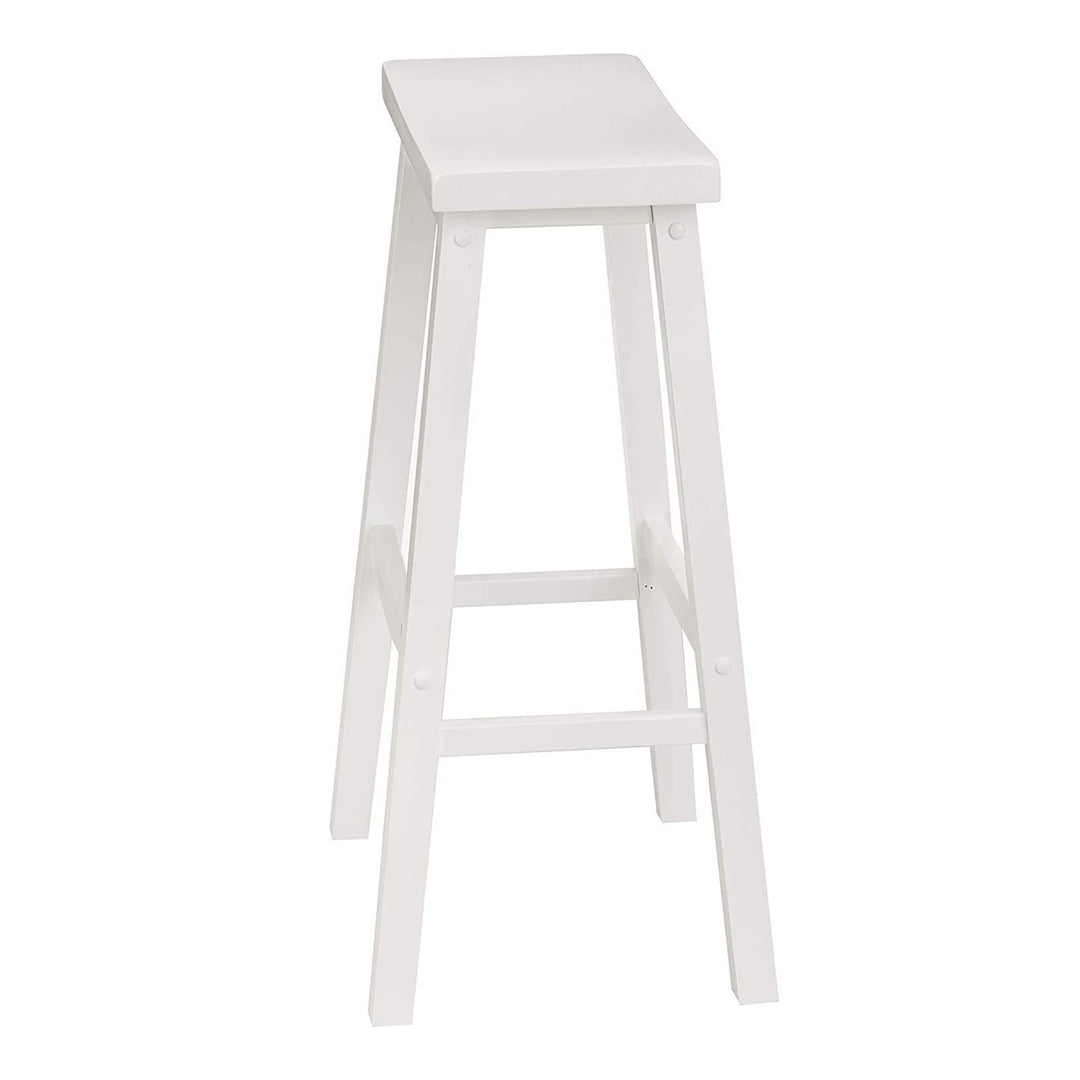 PJ Wood Saddle-Seat 29" Kitchen, Table, & Bar Stool, White, Set of 2 (Used) - VMInnovations