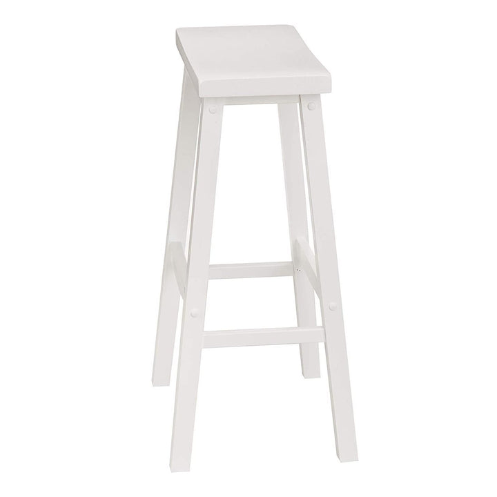 PJ Wood Saddle-Seat 29" Kitchen, Table, & Bar Stool, White, Set of 2 (Used) - VMInnovations