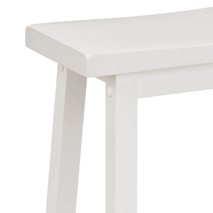 PJ Wood Saddle-Seat 29" Kitchen, Table, & Bar Stool, White, Set of 2 (Used) - VMInnovations