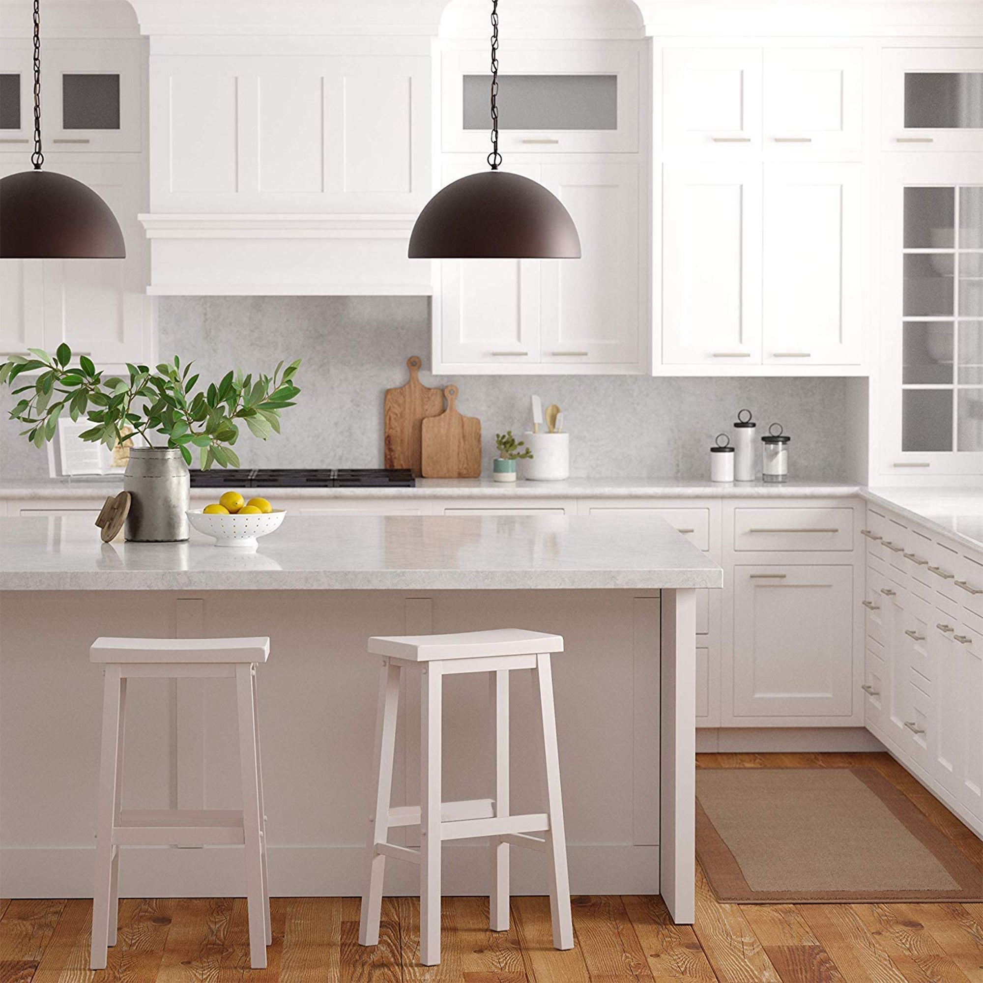 PJ Wood Saddle-Seat 29" Kitchen, Table & Bar Counter Stool, White,2pc(For Parts) - VMInnovations