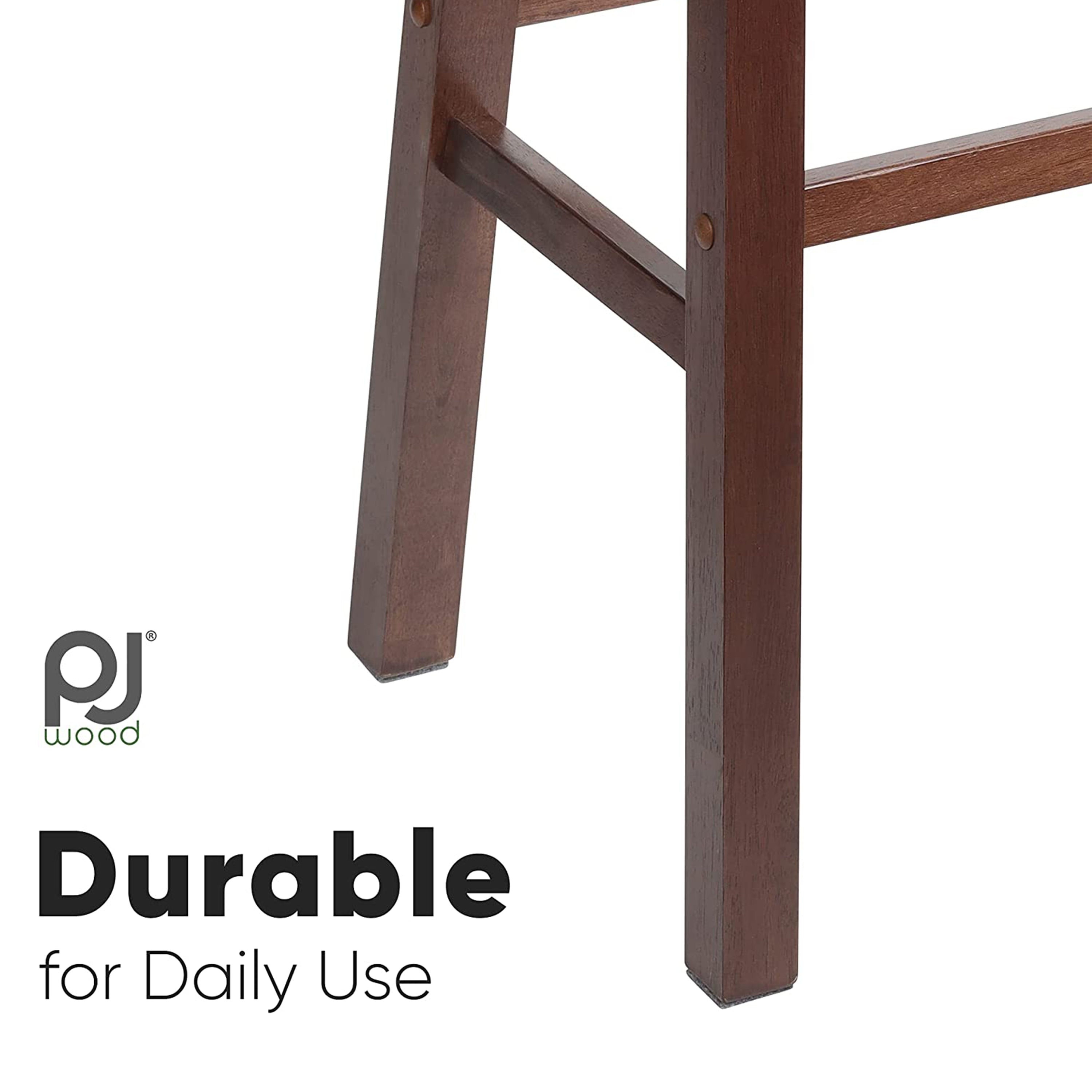 PJ Wood Classic Saddle-Seat 29In Tall Kitchen Counter Stools, Walnut (Open Box)