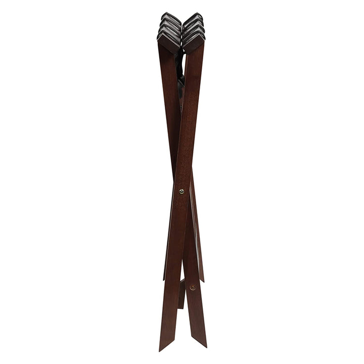 PJ Wood Hotel Style Wood Folding Suitcase Luggage Rack w/Shelf, Walnut(Open Box) - VMInnovations