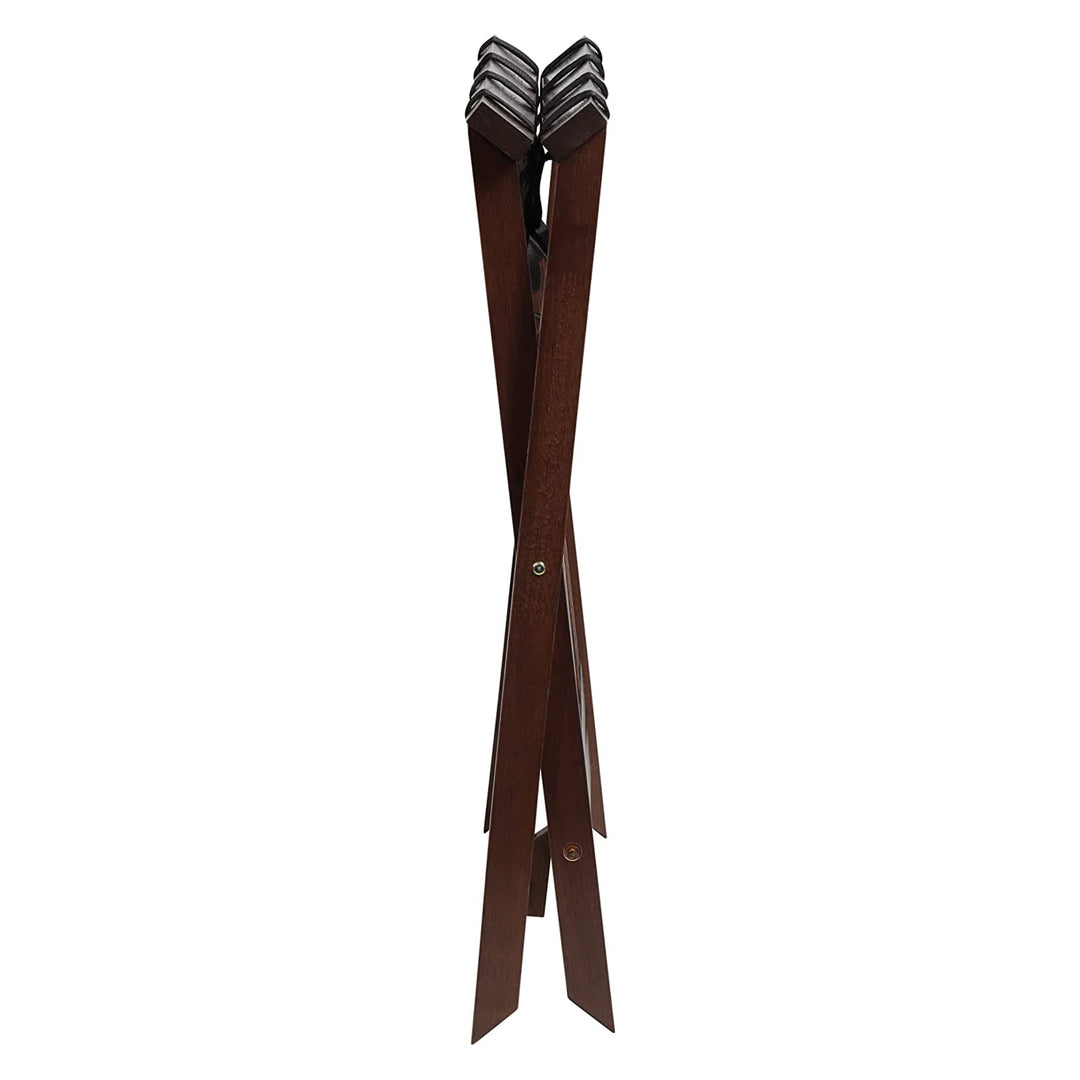 Hotel Style Wood Home Folding Suitcase Luggage Rack with Shelf, Walnut (Used) - VMInnovations