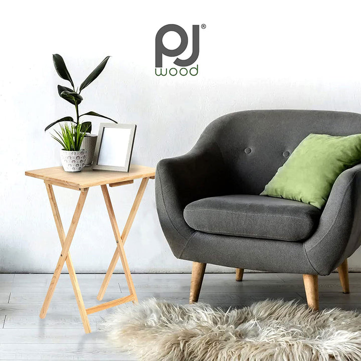 Folding TV Tray Tables with Compact Storage Rack, 2 Piece Set (Open Box) - VMInnovations