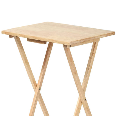 PJ Wood Folding Portable TV Snack Tray Table with Natural Finish (Open Box)