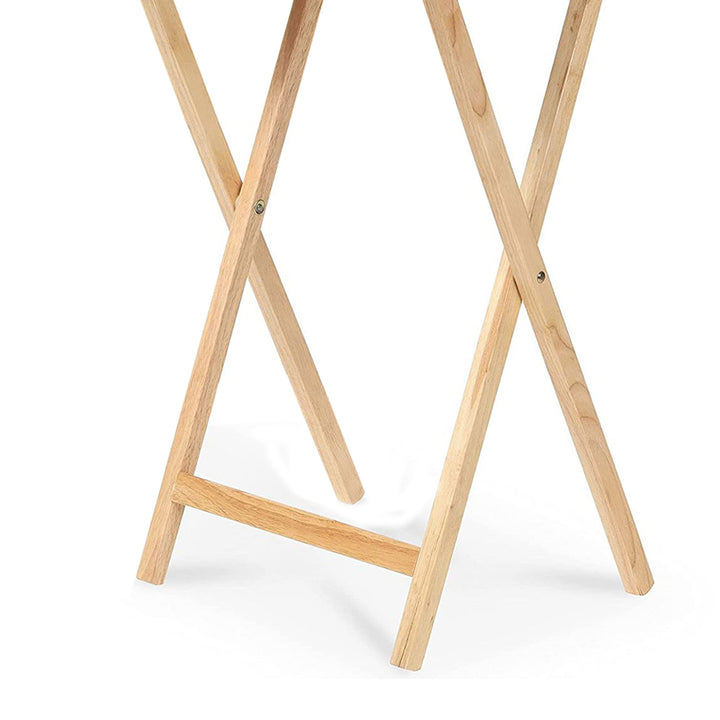 PJ Wood Folding Portable TV Snack Tray Table with Natural Finish (Open Box)