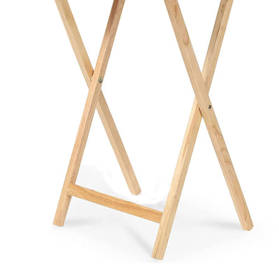 PJ Wood Folding Portable TV Snack Tray Table w/Natural Finish, 2 Piece Set(Used) - VMInnovations